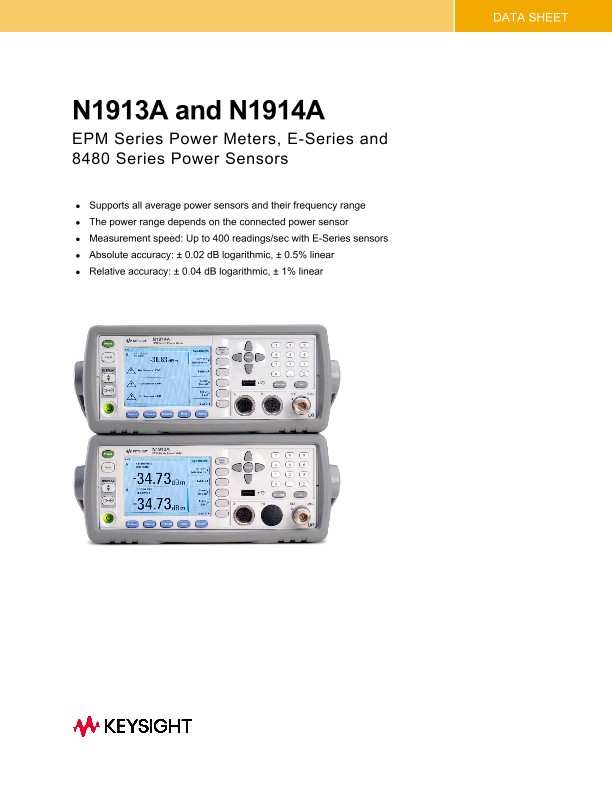 N1913A and N1914A EPM Series Power Meters ESeries and 8480 Series